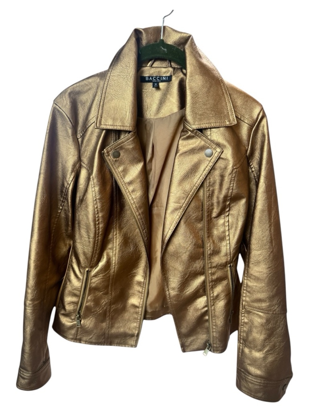 Baccini Metallic Bronze/Gold Faux Leather Moto Jacket - Picture 3 of 6